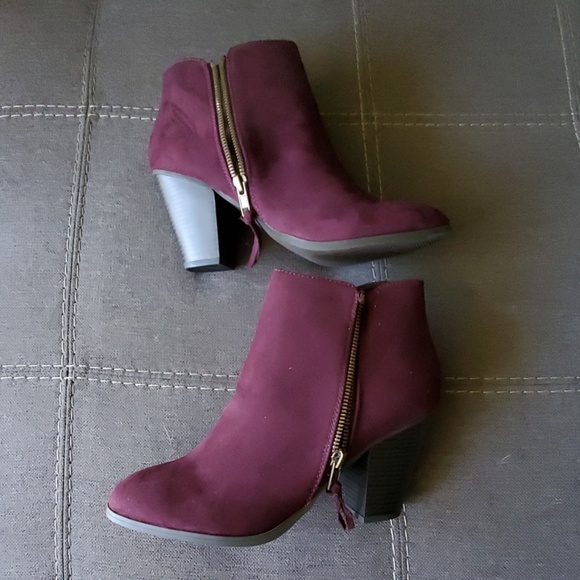 Last One! Purple Suede Ankle Boots Size 8 - Picture 2 of 8